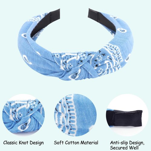 TOBATOBA Bandana Headband, 6pcs Paisley Bandana Headbands for Women, Knotted Headband for Women, Red Bandana Headband Hair Bandanas, Head Bands for Women's Hair, Vintage Boho Headbands Non-Slip