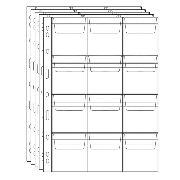 Uncle Paul Coin Collecting Pages 5 Sheets 12 Pockets Standard 9Hole Coin Pocket Inserts Collecting Sleeves for Coins CS03512