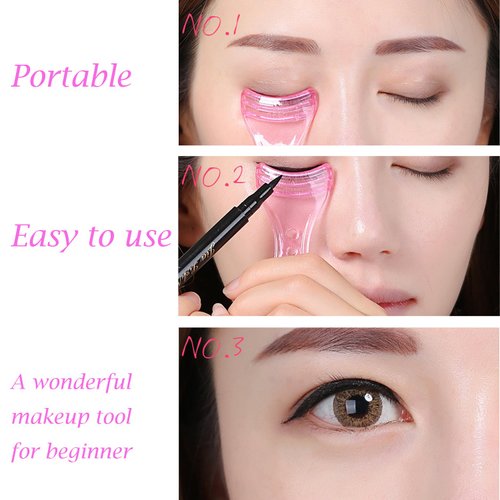 HONBAY 4PCS Plastic Eyeliner Guide Template Stencil Shaper Tool Makeup Tool for Beginners,Pink and Blue