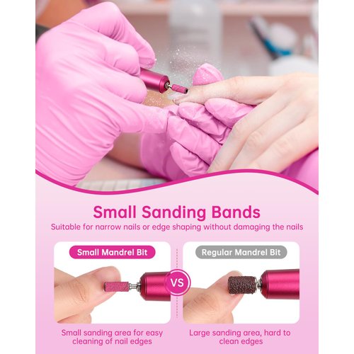 YBLNTEK 80Pcs Small Sanding Bands with 3.1MM Mandrel Bit for Nail Drill, 80 120 180 240 Grit Mini Nail Sanding Bands for Nails Acrylic Gel Removing and Shaping
