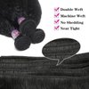 Kinky Straight Human Hair 3 Bundles Natural Black Yaki Straight Human Hair Extensions 100% Unprocessed Brazilian Virgin Remy Hair Grade 10A Kinky Straight Human Hair For Black Women（16 18 20 Inch)