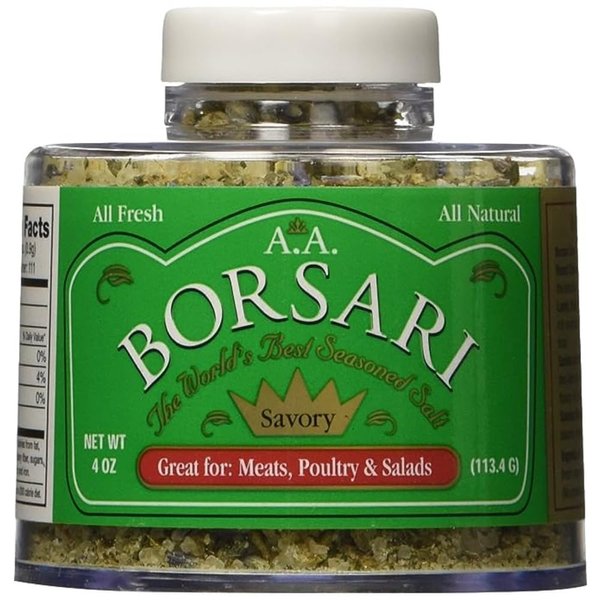 Borsari Savory Seasoned Salt Blend - Gourmet Sea Salt With Fresh Herbs and Spices - Gluten Free All Natural Keto Friendly All Purpose Seasoning With Thyme and Lavender - 4 oz Shaker Bottle