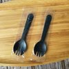 100PCS Disposable Sporks, Individually Wrappe Eco-Friendly Durable Plastic Spork, 2 in 1 Forks and Spoons Great for School Lunch, Picnics or Restaurant and Party Supply (Black)