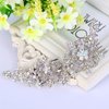 EVER FAITH 6 Inch Flower Leaf Bowknot Hair Comb Iridescent Clear AB Austrian Crystal Silver-Tone