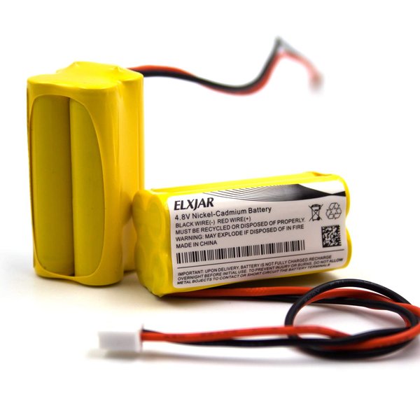 elxjar (2-Pack) 4.8V 300mAh AAA Ni-CD Battery, Replacement Rechargeable for 48H465 Lumapro 6CGL4 6CGL3 Exit Sign UNITECH C14 ELSC-17923 2472948