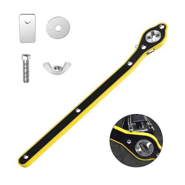 VKALTUL Auto Labor-Saving Jack Ratchet Wrench with Long Handle for Scissor Jack, Lug Wrench for Tire Jack, Car Jack Wrench Positive and Reversal Knob Design For Travel/Truck/SUV/Vans