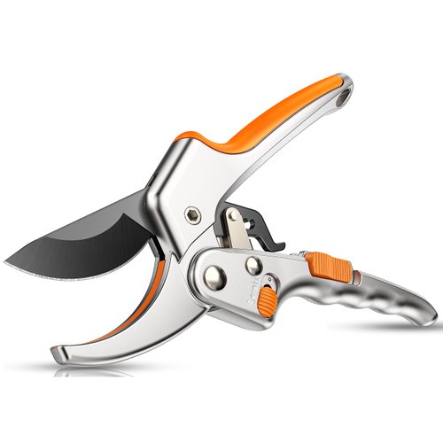 Pruning Shears, Kenossion Gardening Tools - Garden Shears with Ratchet Anvil, Professional Pruners for Gardening, Garden Clippers/Pruning Scissors with Stainless Steel Blades & Non-slip Handle