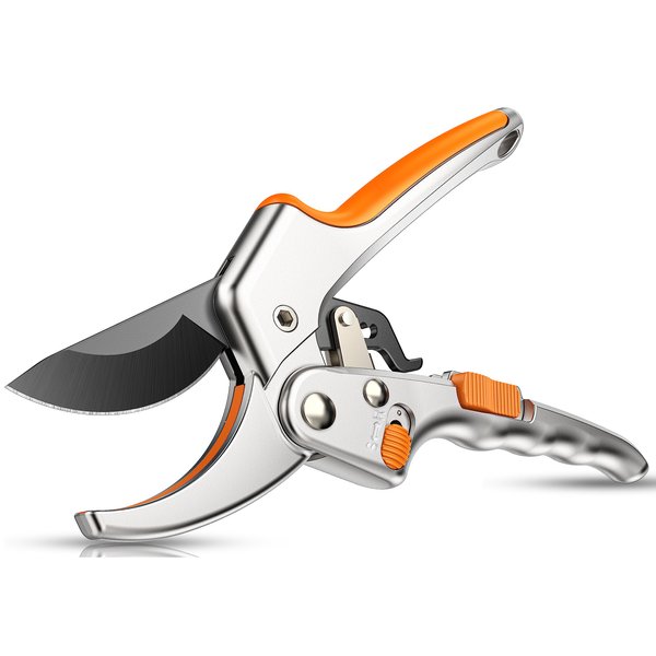 Pruning Shears, Kenossion Gardening Tools - Garden Shears with Ratchet Anvil, Professional Pruners for Gardening, Garden Clippers/Pruning Scissors with Stainless Steel Blades & Non-slip Handle