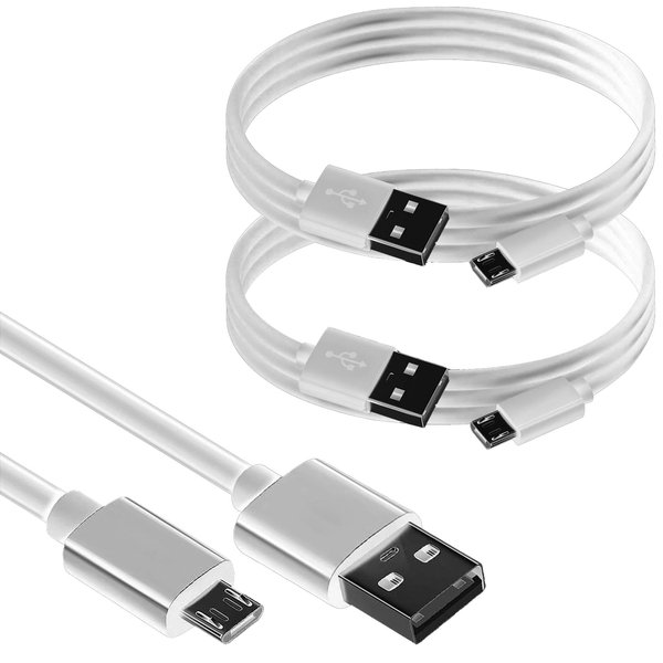 VOLT+ Professional Quick 2.0 Charge MicroUSB Compatible with Micromax Dual 4 (2PACK) 6Ft/1.8M Turbo 18Watt Long Plus Data Cable Extra Strength for Fastest Speeds (White)