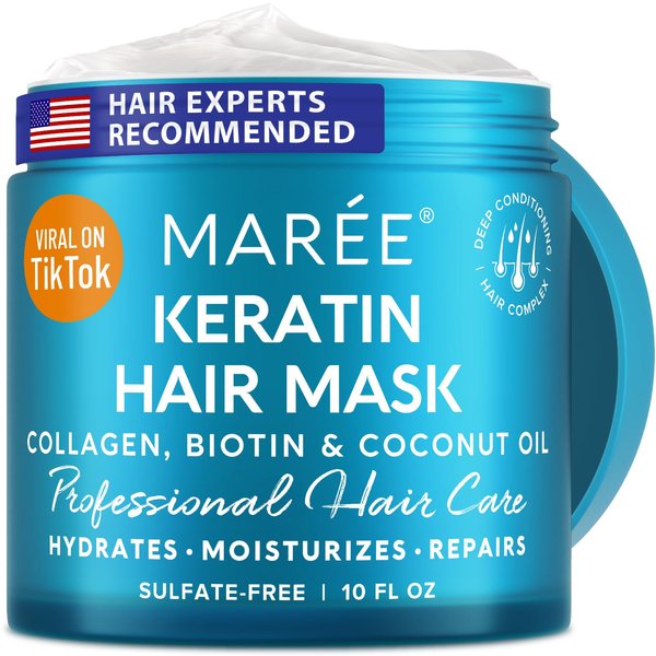 MAREE Deep Hair Mask & Conditioner - Hydrating & Deep Conditioning Hair Mask with Coconut Oil & Keratin - Biotin & Collagen Moisturizing Conditioner