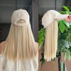ASAYUMI Baseball Cap with Hair Extensions Hat Wig Adjustable Hat Attached Short Straight 18" Synthetic Hairpiece for Women Ash Blonde Mix Bleach Blonde