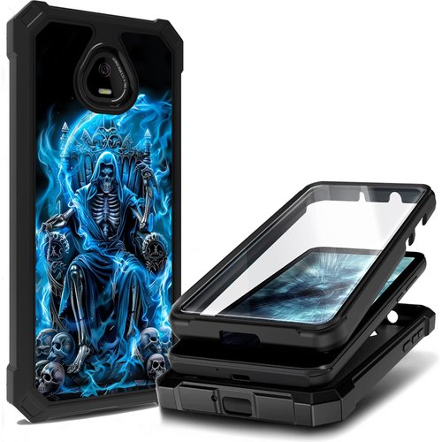 Heavy Duty for Schok Volt Phone Case (SV67Q SV67332) with Screen Protector, Military-Grade Dual Layer Rugged Drop Hard Cover, Durable Shockproof Scratch Full Body Protective Case, Skull Throne