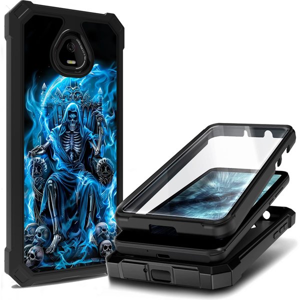 Heavy Duty for Schok Volt Phone Case (SV67Q SV67332) with Screen Protector, Military-Grade Dual Layer Rugged Drop Hard Cover, Durable Shockproof Scratch Full Body Protective Case, Skull Throne