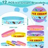 BOIKOKY 110 PCS Ice Cream Party Favors Set - Fun and Colorful Party Supplies for Kids, Includes Drinking Straws, Wristbands, Macaron Bubble Wands, Stamps, Keychains, and Stickers