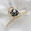 Camellia Hair Clips with Pearl Black Flower Metal Hair Accessories for Women Girls Elegant Black Camellia Hair Claw Clips Shiny Hairpins Strong Hold Hair Clip for Thick or Thin Hair Goddess Look 1 Pcs