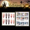 Rchovsam Halloween Scream Grimace Press on Nails White French Long Almond Fake Nails Bleed Design Glue on Nails Full Cover Gel Nails Kit for Womens 24pcs