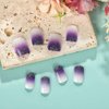Rilafuvu Square Press on Nails Short Fake Nails Purple Gradient Glue on Nails Glitter Acrylic Nails Glossy False Nails Press on Nails for Women and Girls 24Pcs