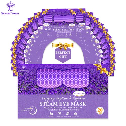 Sleep Mask,Steam Eye Mask for Travel Essentials, Warm Compress for Eyes,Heated Eye Masks for Dark Circles and Puffiness & Soothe Tired Eyes, Self Care SPA Relaxation Gifts for Women Lavender 20 Pc