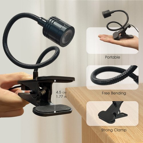 UV Nail Lamp, 395nm UV LED Black Light, UV Lamp for Nails with Flexible Gooseneck and Clamp, Portable Black Gel Nail Light USB Input, Nail Cure Light, Manicure Dryer UV Curing Light Salon Home DIY