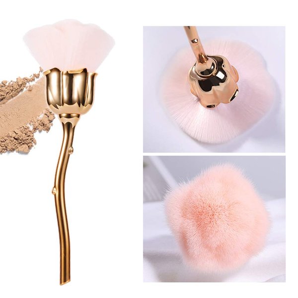 AKOAK 1 Pack Manicure Dust Brush, Pink Rose Brush, Suitable for Nail Trimming Cleaning Brush Loose Powder Blush Brush