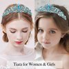 Atoden Birthday Crown and Sash Set Birthday Girls Princess Tiara Queen Crowns Blue Crystal Tiara Women Rhinestone Tiara Birthday Headband Happy Birthday Decorations Party Gifts