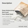 MOTHER MADE Moisturizing Snail Mucin Face Mask 10 Sheets, 22,050ppm Snail Secretion Filtrate, Collagen, Niacinamide, Vitamin C & E, Anti-aging Snail Essence for Dry, Sensitive Skin, Korean Skincare