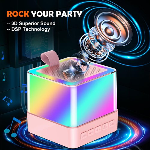 Karaoke Machine for Kids Adults, Portable Bluetooth Karaoke Microphone Singing Speaker with 1 Wireless Mics & LED Lights for All Smartphones, Best Gifts Toys for Girls and Boys, Family Home Party