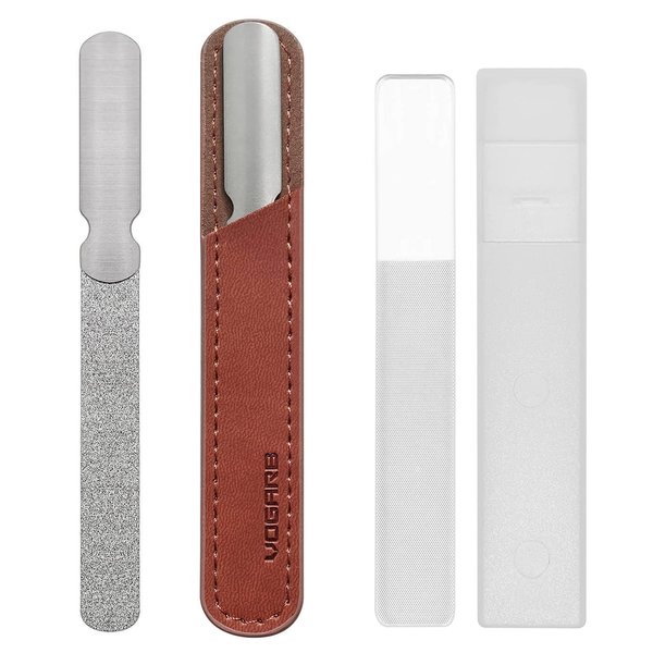 VOGARB Quick Grinding Nail Files for Natural Nails Nail Filer in Case 4.6'' Double Sided 180 Diamond Grits Emery Boards for Hard/Thick Toenails(1 Pack)