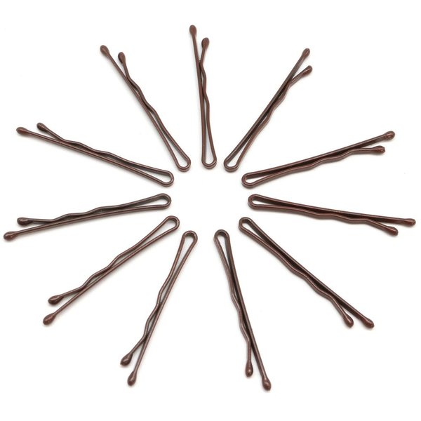 Dofash 100Pcs Brown Bobby Pins Hair Pins Steel Hair Clips 3.5Cm/1.38" Hair Accessories With Gift Box For Girls (Brown)