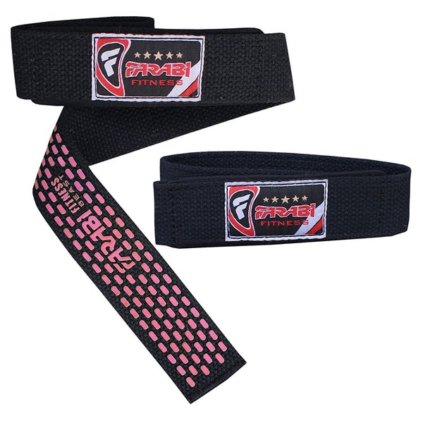 FARABI Weight Lifting Bar Straps Gel Non Slip Black, Pink, Green Weight Lifting Gym Excersise (Pink)