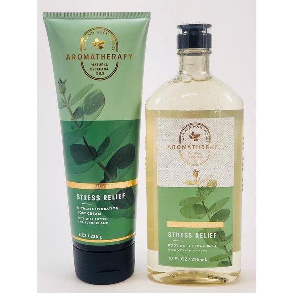 Generic Bath and Body Aromatherapy Eucalyptus Spearmint 8 Oz Cream + 10 Fl Oz Body Wash/Foam Bath Stress Relief Shea