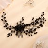 Kercisbeauty Wedding Bridal Black Hair Piece Handmade Side Hair Comb for Women Girls Halloween Cosplay Gothic Jewelry