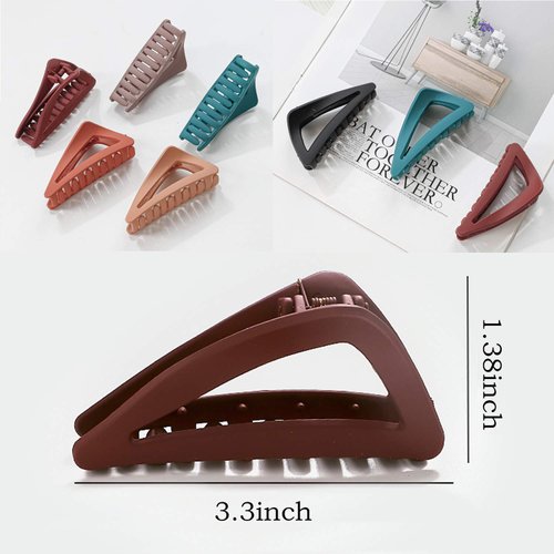 GKDKV Hair Claw Clips French Matte Hair Claw Triangle Plastic Hair Clips for Women and Girls Thin Hair, Strong Hold for Thin Curly Straight Long Hair (Vivid Color)