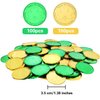 Gejoy 200 PCS St. Patrick's Day Shamrock Coins 3-Leaf Clover Good Luck Coins Green and Gold Coins Plastic Table Sprinkles with Shamrocks Drawstring Bag for Party Supplies