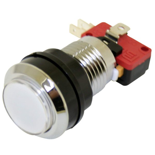 RetroArcade.us ra-Button-White-led3 Arcade Game Silver Plated Illuminated Push Button (White)