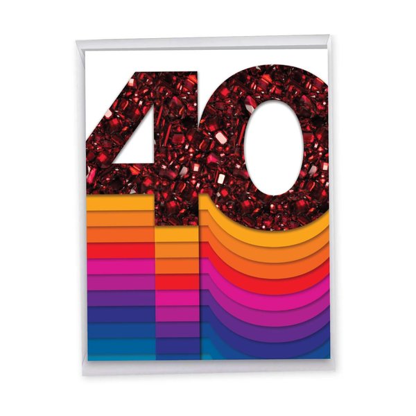 The Best Card Company - 40th Big Happy Anniversary Card (8.5 x 11 Inch) - Wedding Anniversary Congrats, Card for Married Couples (Not Foil, Layered, or 3D) - Bold Milestones 40 J6110BANG