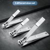 4PCS Professional Nail Clippers Set, Toenail Clippers & Fingernails & Nail File, Silver Nail Cutter, Sharpest Thick Toenail & Ingrown Nail Clipper Set, Best Travel and Gift for Men and Women