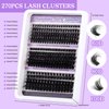 SLSXNL Lash Clusters Eyelash Extensions Volume 60D 80D 100D 10-18MM Eyelash Clusters D Curl Cluster Lashes 270pcs 10mm 12mm 14mm 16mm 18mm Thin Band Natural Eye False Eyelashes