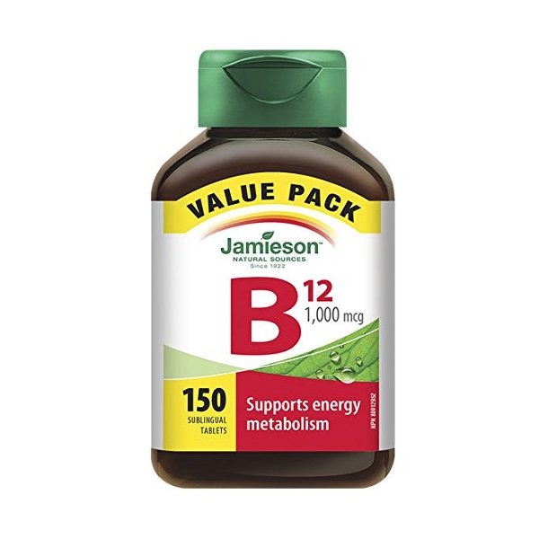 Jamieson Vitamin B12 1,000 mcg Fast Dissolving, 150 Sublingual Tablets (Value Pack)