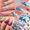 24 Grids Rhombus Hexagon Mermaid Holographic Glitter Nail Art Sequins Silver Colorful Collocation 3D Shiny Nail Art Flakes Acrylic Supplies Glitter Accessories Mirror Gradient Effect Nail Art Design