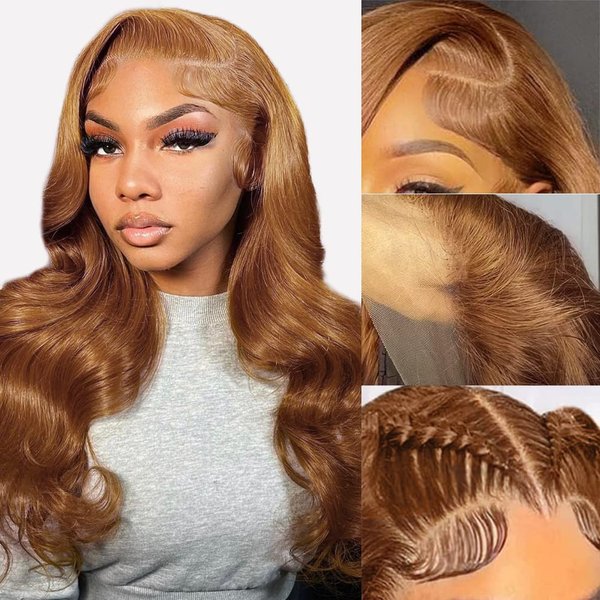 XNJ Light Brown Body Wave Lace Front Wigs Human Hair 13X4 HD Lace Frontal Wigs Pre Plucked with Baby Hair 150% Density Glueless Brazilian Virgin 10A Human Hair Lace Front Wigs for Women 14 inch