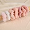 Yonchic 7-Piece Velvet Solid Elastic Hair Ties, Gentle Style Scrunchies for Women Long Thick Hair, No Damage Hair Scrunchies Rubber Bands Accessories (Pink)