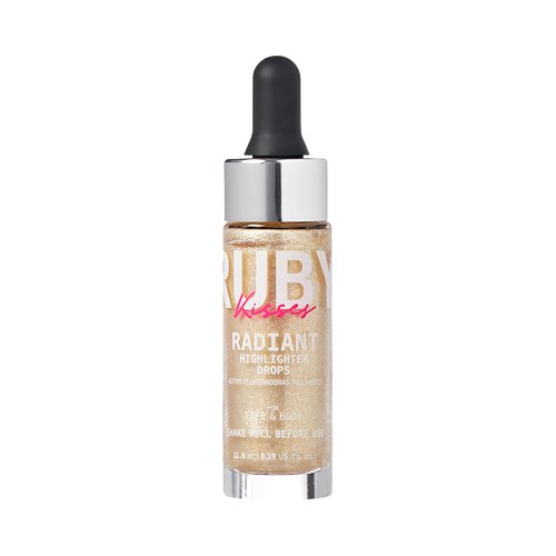 Ruby Kisses Radiant Drops, Shimmer Liquid Highlighter Makeup, Smooth Illuminator for Face Body, Natural Glow Dewiness Glitter for Skin (CHAMPANGE)