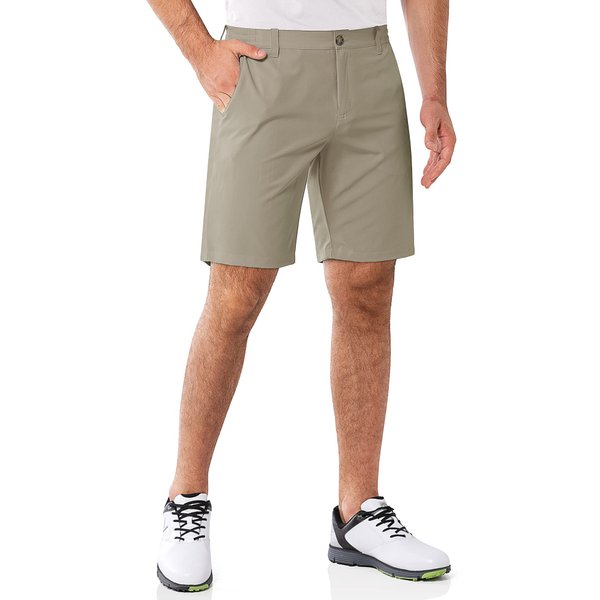 33,000ft Men's Golf Shorts 9" Dry Fit Stretch Golf Short UPF 50+ Lightweight Flat Front Golf Shorts with Pockets Taupe