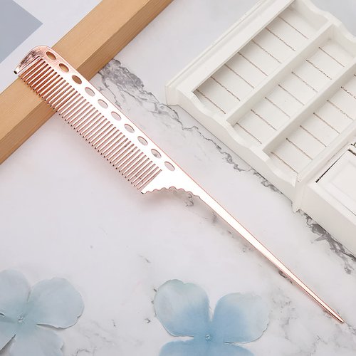 Tail Comb Stable Hair Cutting Comb Portable Hair Comb for Men and Women for Daily Life for Home (Rose Gold)