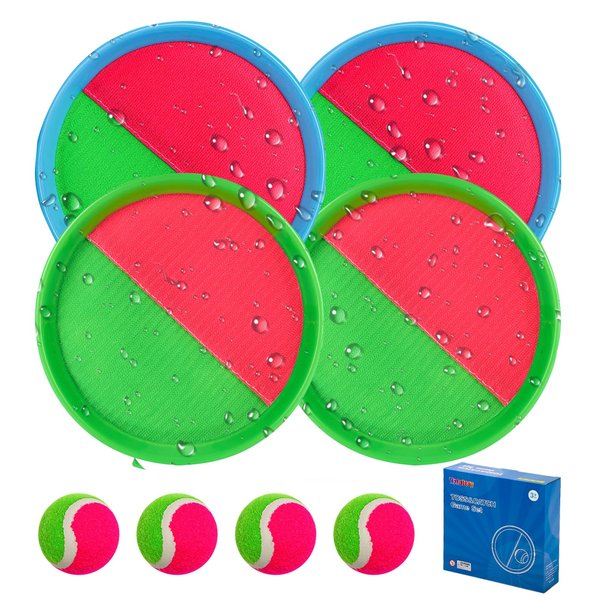 Mxiutery Toss and Catch Game Set,Ball Catch Set, Outdoor Games Beach Games for Kids - Kids Toys Playground Balls Summer Toys for Kids Ages 4-8, Outside Toys for Kids Boys Girl 4 Mitts & 4 Balls