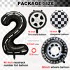 YWQIPABA Race Car 2nd Birthday Party Balloons, 40 Inch Mylar Foil Racetrack Number 2 Balloon Black for Boys Two Fast Birthday Decorations,Race Car Theme Party Decorations Supplies 7 Pcs