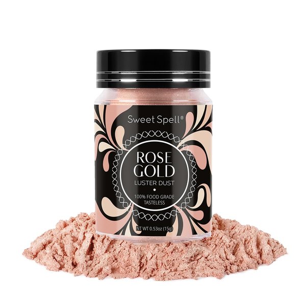Sweet Spell Luster Dust Edible Glitter (15g) - Shimmer Pearl Dust Powder for Decorating Cakes, Chocolate, Drinks, Cocktails - 100% Edible, Food Grade, Vegan, Gluten-Free (Rose Gold)