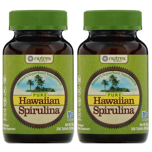 Pure Hawaiian Spirulina - 500mg tablets 200 count – Boosts Energy and Supports Immunity - Vegan, Non GMO – Natural Superfood Grown in Hawaii (Pack of 2)