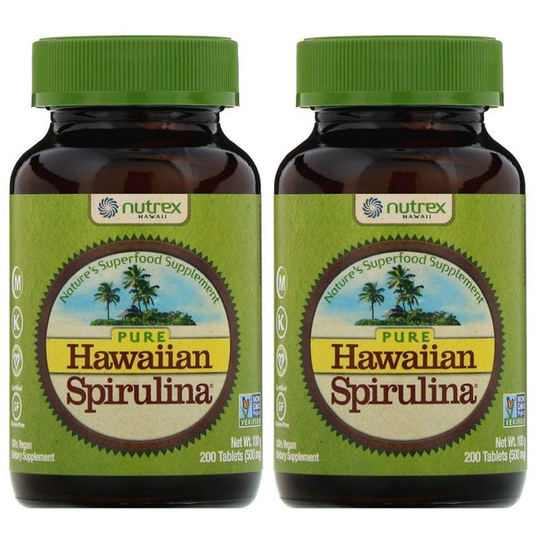 Pure Hawaiian Spirulina - 500mg tablets 200 count – Boosts Energy and Supports Immunity - Vegan, Non GMO – Natural Superfood Grown in Hawaii (Pack of 2)